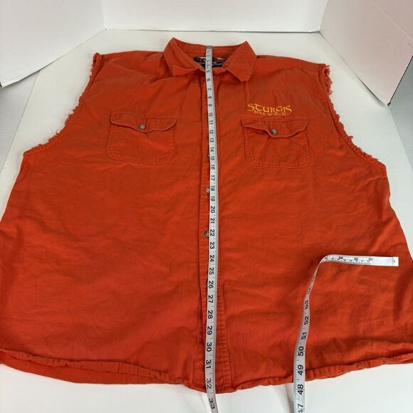 Vintage Sturgis Bike Week Vest, 4XL, Orange, V-Twin Motorcycle Apparel Wolves - Picture 7 of 7
